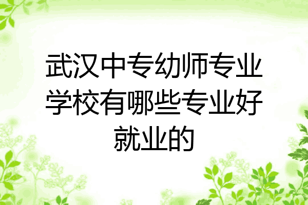 武汉中专幼师专业学校有哪些专业好就业的