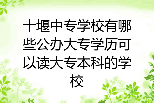 十堰中专学校有哪些公办大专学历可以读大专本科的学校