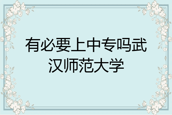 有必要上中专吗武汉师范大学