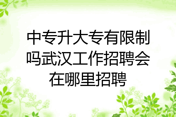 中专升大专有限制吗武汉工作招聘会在哪里招聘