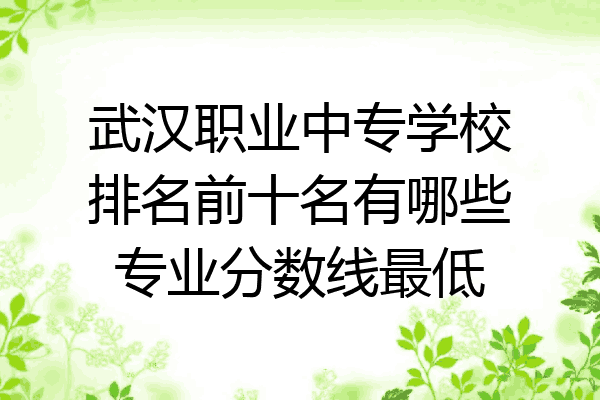 武汉职业中专学校排名前十名有哪些专业分数线最低