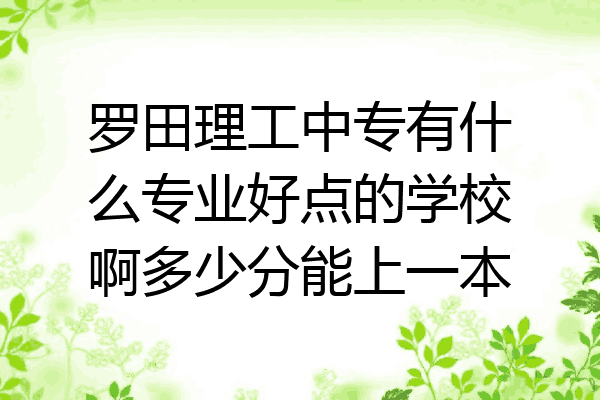罗田理工中专有什么专业好点的学校啊多少分能上一本