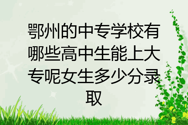 鄂州的中专学校有哪些高中生能上大专呢女生多少分录取