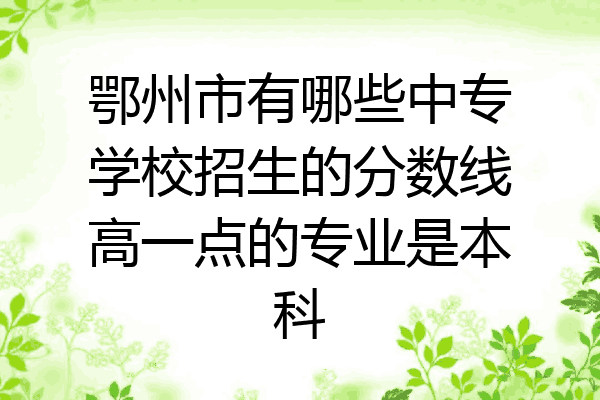 鄂州市有哪些中专学校招生的分数线高一点的专业是本科