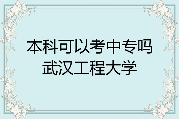 本科可以考中专吗武汉工程大学