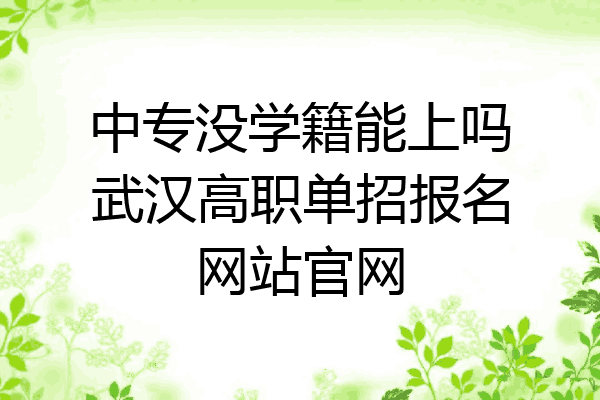中专没学籍能上吗武汉高职单招报名网站官网