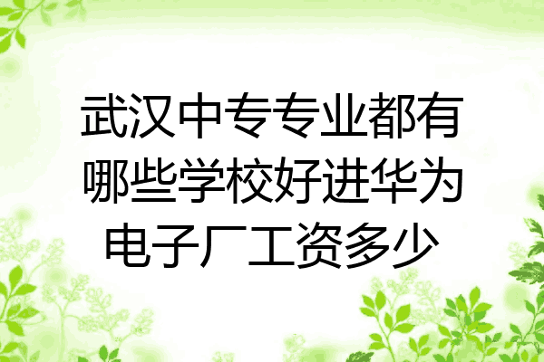 武汉中专专业都有哪些学校好进华为电子厂工资多少