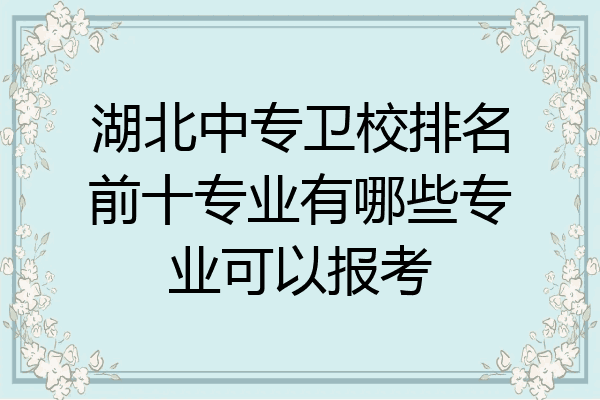 湖北中专卫校排名前十专业有哪些专业可以报考