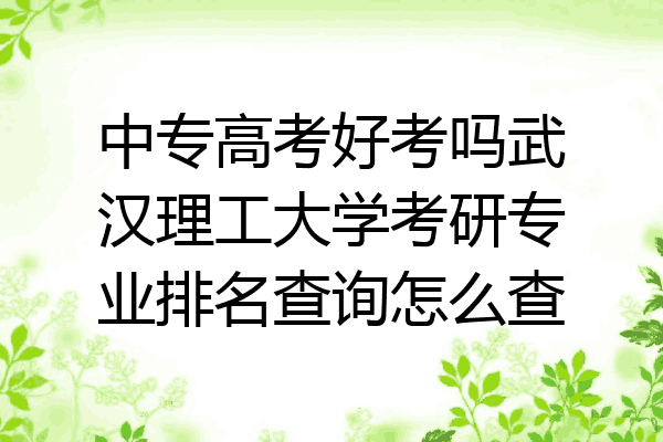 中专高考好考吗武汉理工大学考研专业排名查询怎么查