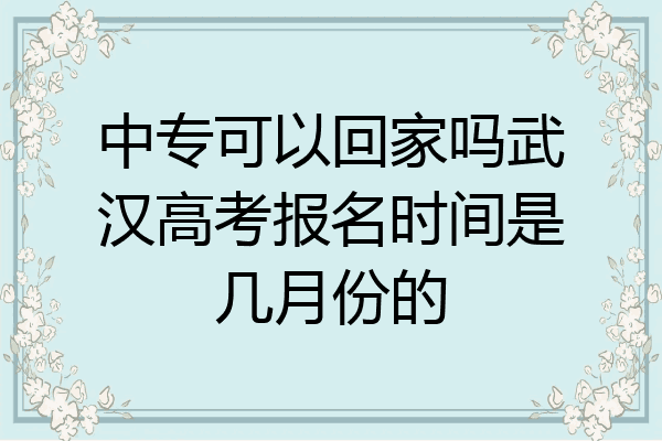 中专可以回家吗武汉高考报名时间是几月份的
