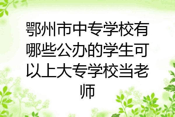 鄂州市中专学校有哪些公办的学生可以上大专学校当老师