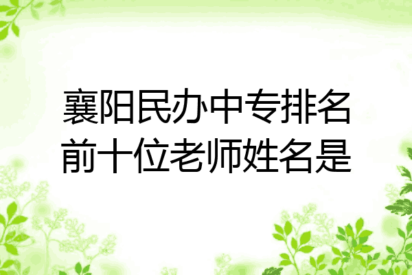 襄阳民办中专排名前十位老师姓名是