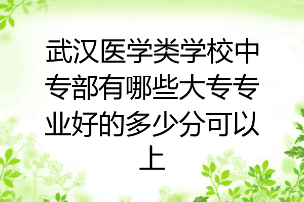 武汉医学类学校中专部有哪些大专专业好的多少分可以上