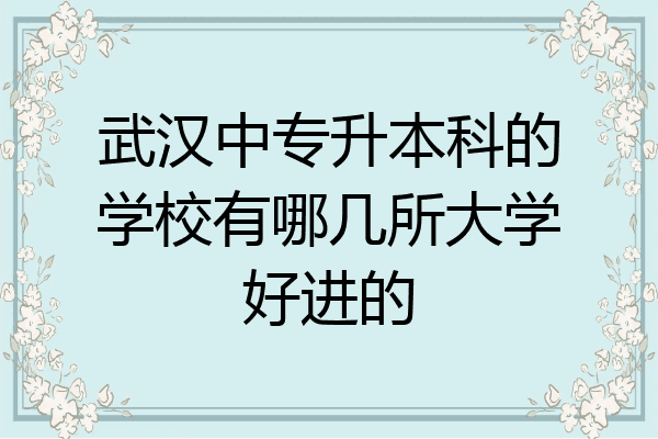 武汉中专升本科的学校有哪几所大学好进的