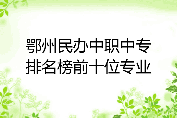 鄂州民办中职中专排名榜前十位专业
