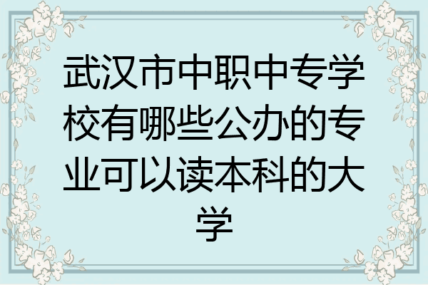 武汉市中职中专学校有哪些公办的专业可以读本科的大学