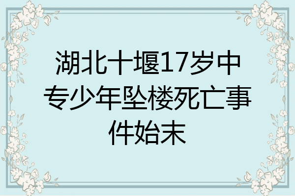 湖北十堰17岁中专少年坠楼死亡事件始末