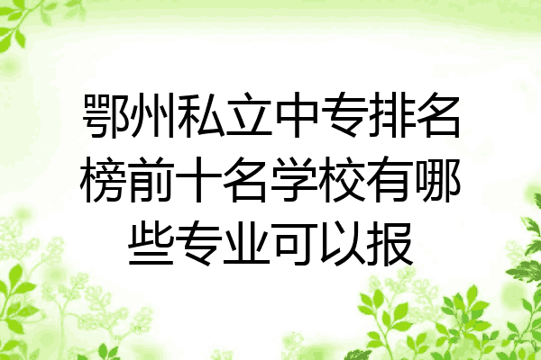 鄂州私立中专排名榜前十名学校有哪些专业可以报