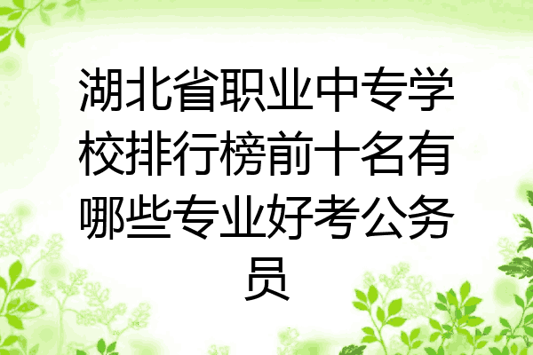 湖北省职业中专学校排行榜前十名有哪些专业好考公务员