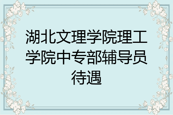 湖北文理学院理工学院中专部辅导员待遇