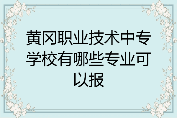 黄冈职业技术中专学校有哪些专业可以报