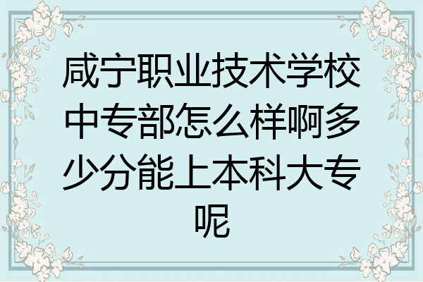 咸宁职业技术学校中专部怎么样啊多少分能上本科大专呢