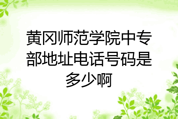 黄冈师范学院中专部地址电话号码是多少啊