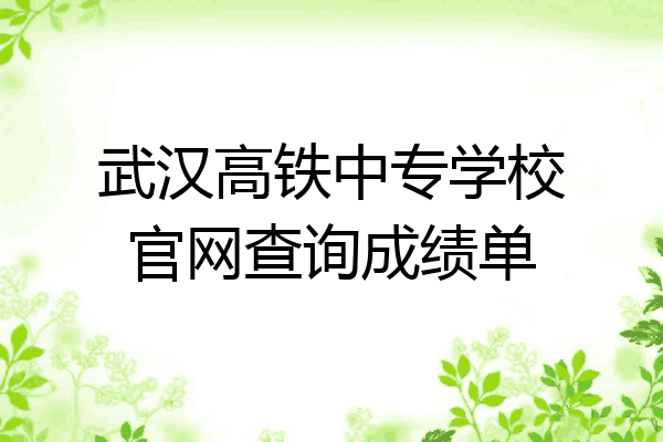 武汉高铁中专学校官网查询成绩单