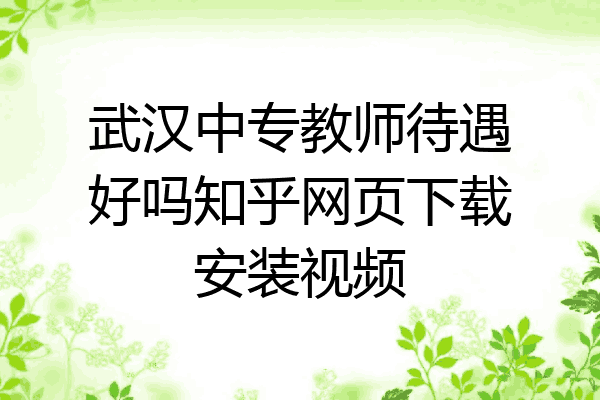 武汉中专教师待遇好吗知乎网页下载安装视频
