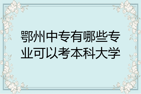 鄂州中专有哪些专业可以考本科大学