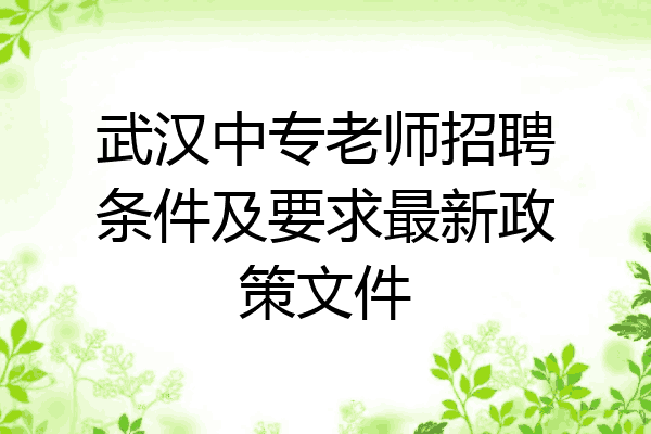 武汉中专老师招聘条件及要求最新政策文件