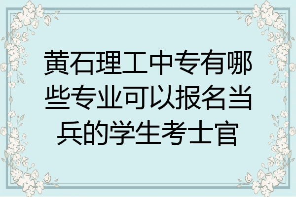 黄石理工中专有哪些专业可以报名当兵的学生考士官