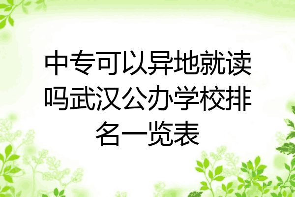 中专可以异地就读吗武汉公办学校排名一览表