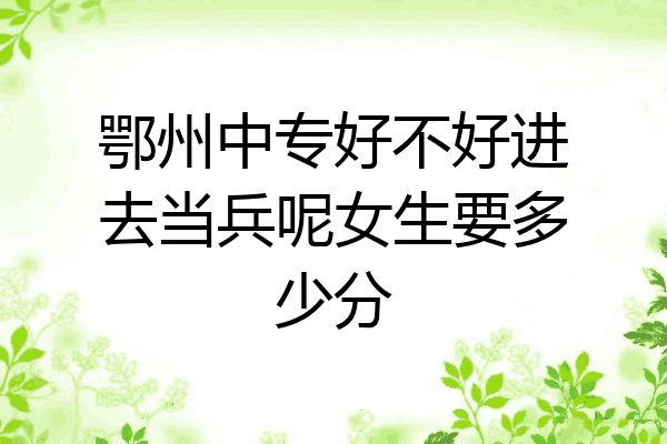 鄂州中专好不好进去当兵呢女生要多少分