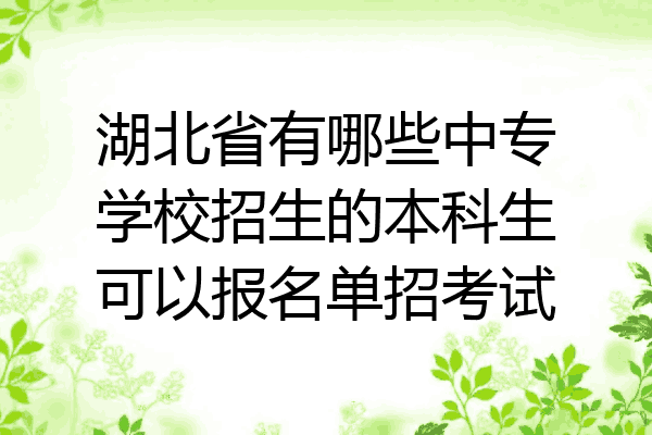 湖北省有哪些中专学校招生的本科生可以报名单招考试