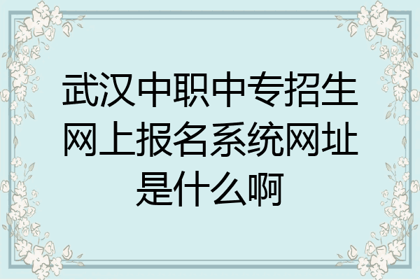 武汉中职中专招生网上报名系统网址是什么啊