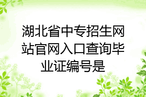湖北省中专招生网站官网入口查询毕业证编号是