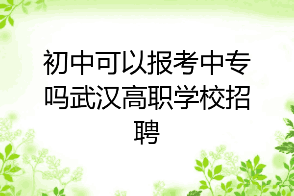 初中可以报考中专吗武汉高职学校招聘