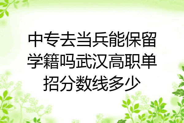 中专去当兵能保留学籍吗武汉高职单招分数线多少