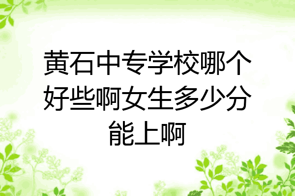黄石中专学校哪个好些啊女生多少分能上啊