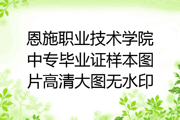 恩施职业技术学院中专毕业证样本图片高清大图无水印