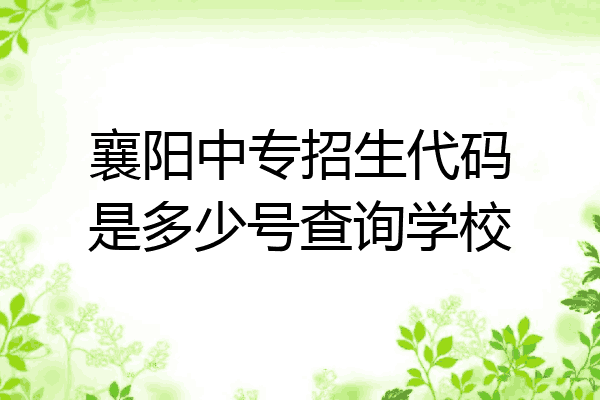 襄阳中专招生代码是多少号查询学校