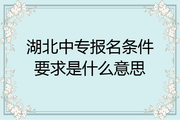 湖北中专报名条件要求是什么意思
