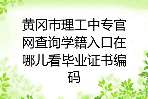 黄冈市理工中专官网查询学籍入口在哪儿看毕业证书编码