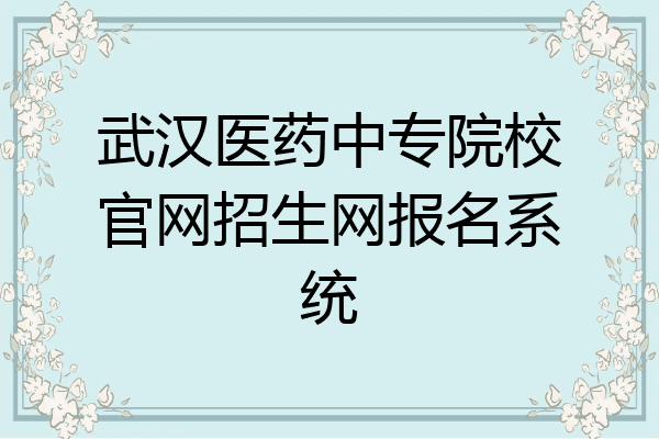 武汉医药中专院校官网招生网报名系统