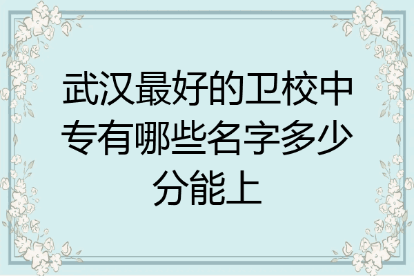 武汉最好的卫校中专有哪些名字多少分能上