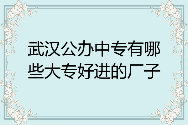 武汉公办中专有哪些大专好进的厂子