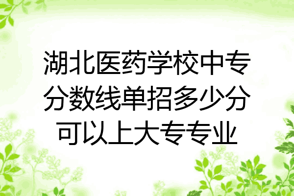 湖北医药学校中专分数线单招多少分可以上大专专业