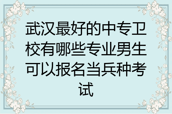武汉最好的中专卫校有哪些专业男生可以报名当兵种考试