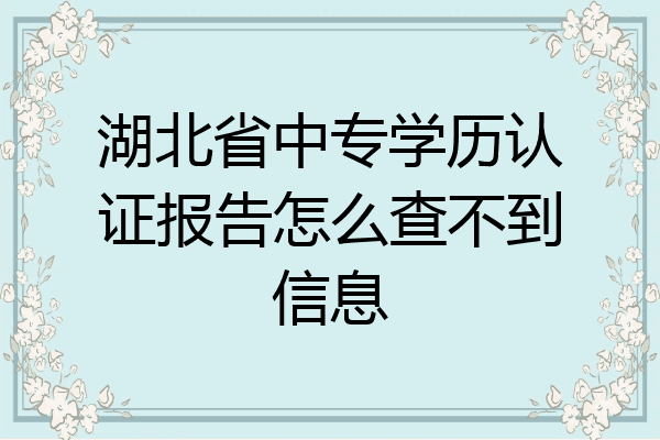 湖北省中专学历认证报告怎么查不到信息